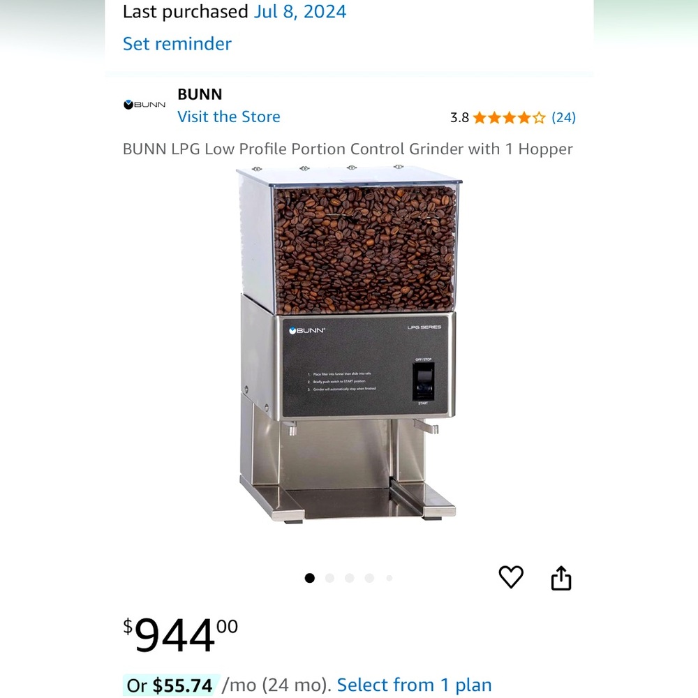 Bunn coffeee grinder